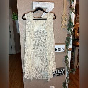 Origami Women’s Ruffled Lace Vest Boho Gypsy Size 2XL
